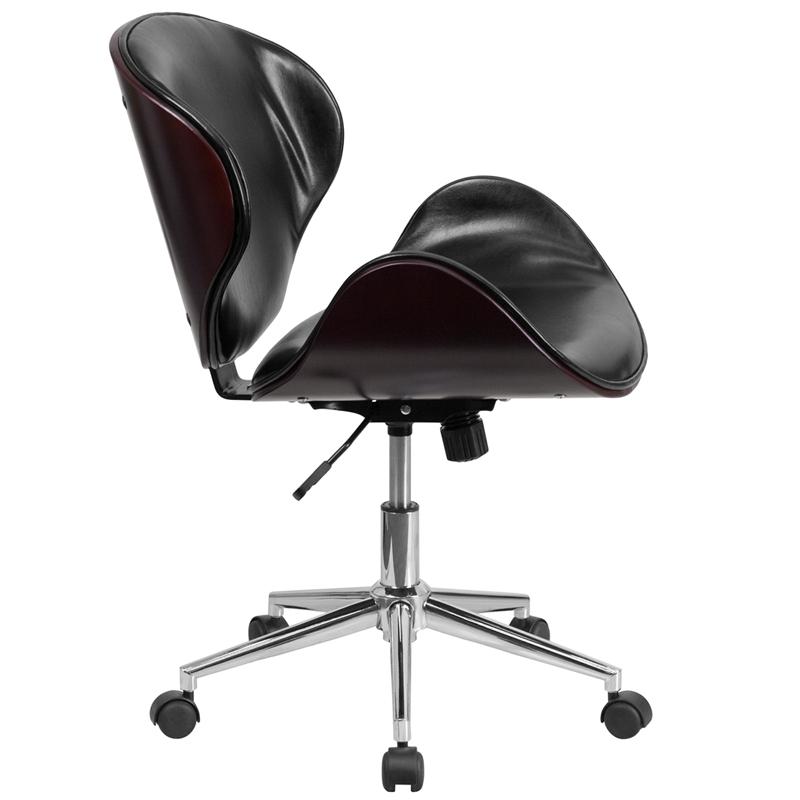 Flash Furniture Mid-Back Mahogany Wood Swivel Conference Chair in Black Leather – SD-SDM-2240-5-MAH-BK-GG Sale