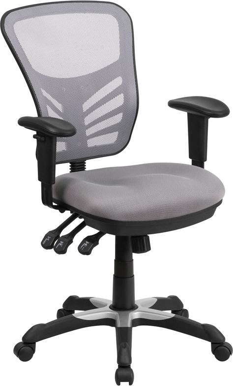 Flash Furniture Mid-Back Gray Mesh Multifunction Executive Swivel Chair with Adjustable Arms – HL-0001-GY-GG Sale