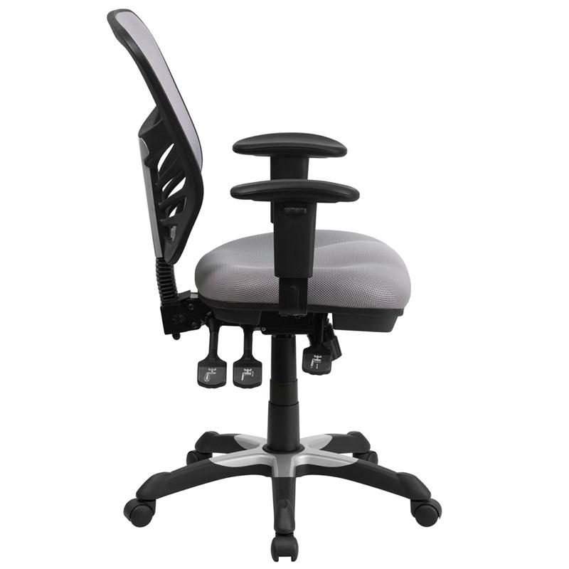 Flash Furniture Mid-Back Gray Mesh Multifunction Executive Swivel Chair with Adjustable Arms – HL-0001-GY-GG Sale