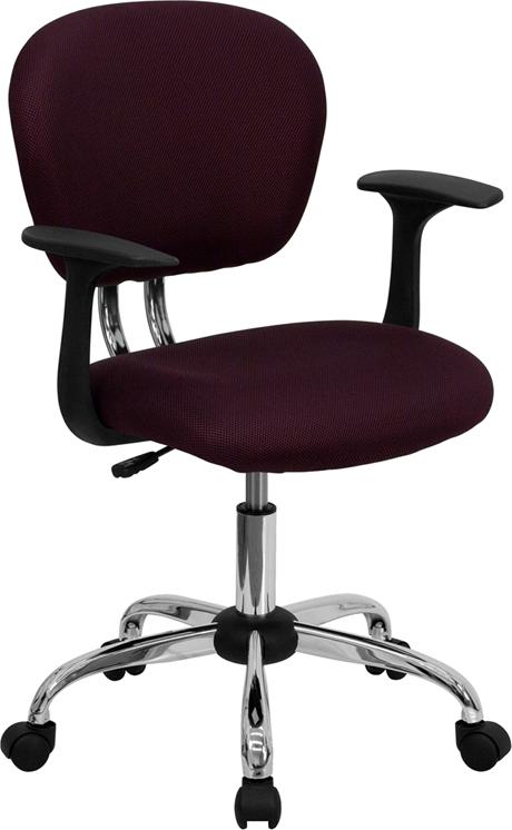 Flash Furniture Mid-Back Burgundy Mesh Padded Swivel Task Chair with Chrome Base and Arms – H-2376-F-BY-ARMS-GG Fashion