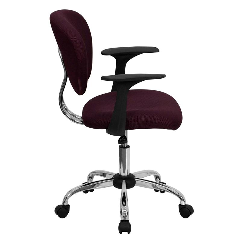 Flash Furniture Mid-Back Burgundy Mesh Padded Swivel Task Chair with Chrome Base and Arms – H-2376-F-BY-ARMS-GG Fashion