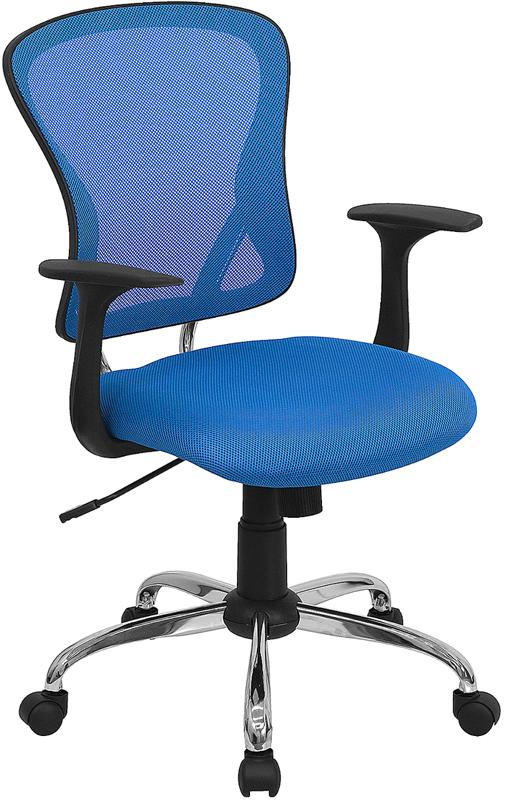 Flash Furniture Mid-Back Blue Mesh Swivel Task Chair with Chrome Base and Arms – H-8369F-BL-GG Online