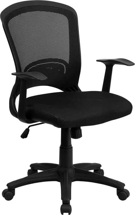 Flash Furniture Mid-Back Designer Black Mesh Swivel Task Chair with Arms – HL-0007-GG Online now