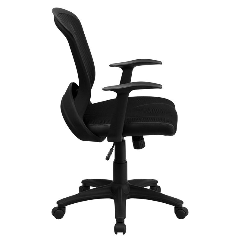 Flash Furniture Mid-Back Designer Black Mesh Swivel Task Chair with Arms – HL-0007-GG Online now