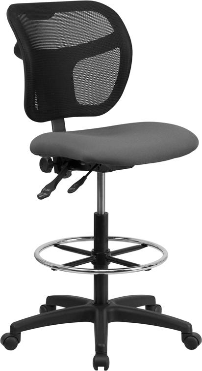Flash Furniture Mid-Back Gray Mesh Drafting Chair with Back Height Adjustment – WL-A7671SYG-GY-D-GG Online Sale