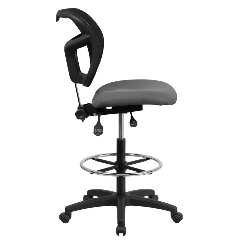Flash Furniture Mid-Back Gray Mesh Drafting Chair with Back Height Adjustment – WL-A7671SYG-GY-D-GG Online Sale