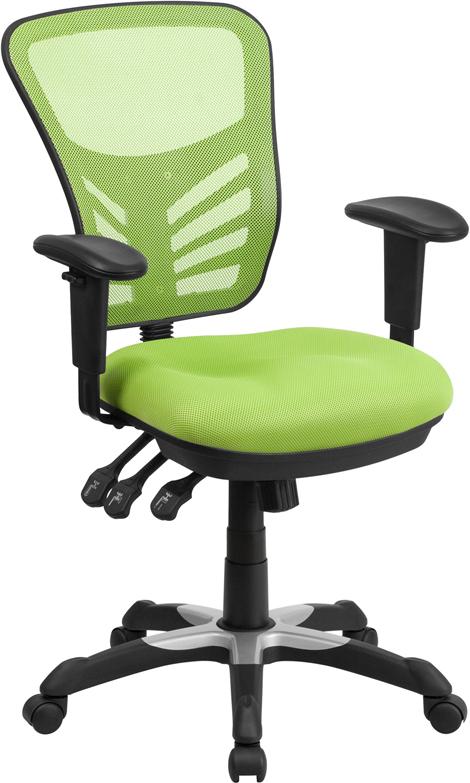 Flash Furniture Mid-Back Green Mesh Multifunction Executive Swivel Chair with Adjustable Arms – HL-0001-GN-GG Online Sale