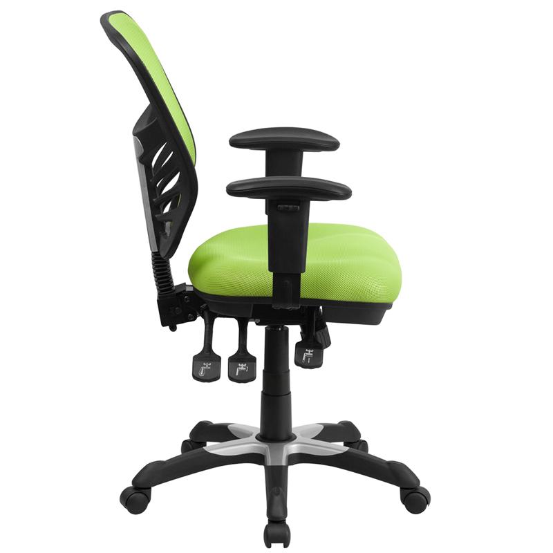 Flash Furniture Mid-Back Green Mesh Multifunction Executive Swivel Chair with Adjustable Arms – HL-0001-GN-GG Online Sale
