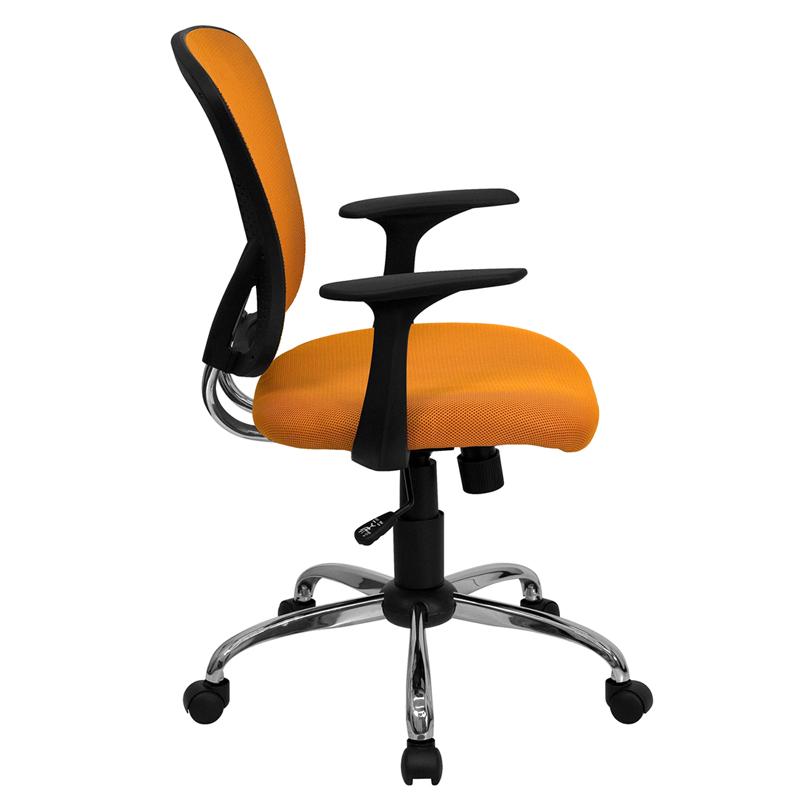 Flash Furniture Mid-Back Orange Mesh Swivel Task Chair with Chrome Base and Arms – H-8369F-ORG-GG Online Sale