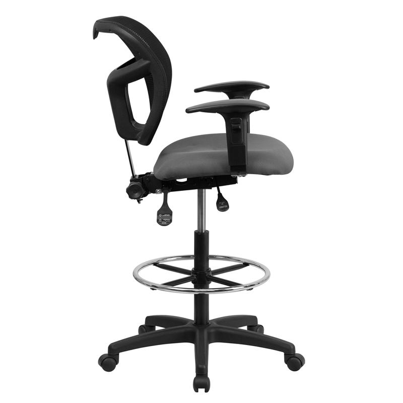 Flash Furniture Mid-Back Gray Mesh Drafting Chair with Back Height Adjustment and Adjustable Arms – WL-A7671SYG-GY-AD-GG Discount