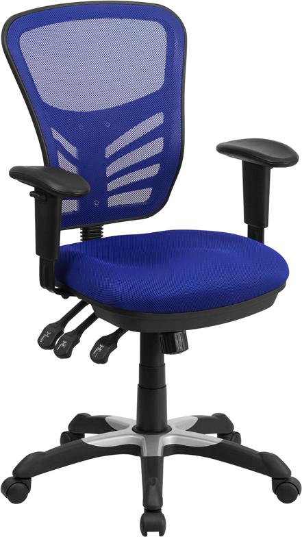 Flash Furniture Mid-Back Blue Mesh Multifunction Executive Swivel Chair with Adjustable Arms – HL-0001-BL-GG Online
