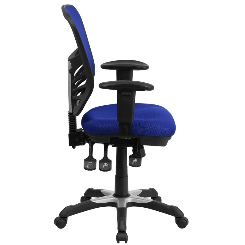 Flash Furniture Mid-Back Blue Mesh Multifunction Executive Swivel Chair with Adjustable Arms – HL-0001-BL-GG Online