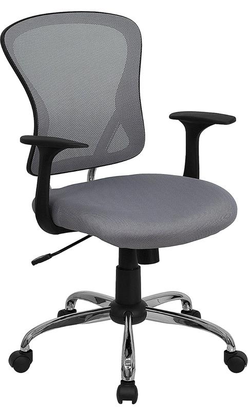 Flash Furniture Mid-Back Gray Mesh Swivel Task Chair with Chrome Base and Arms – H-8369F-GY-GG on Sale