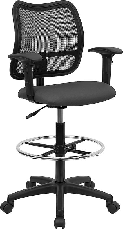 Flash Furniture Mid-Back Gray Mesh Drafting Chair with Adjustable Arms – WL-A277-GY-AD-GG Hot on Sale