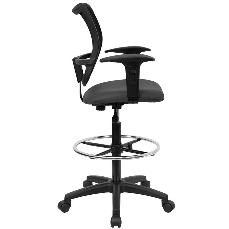 Flash Furniture Mid-Back Gray Mesh Drafting Chair with Adjustable Arms – WL-A277-GY-AD-GG Hot on Sale