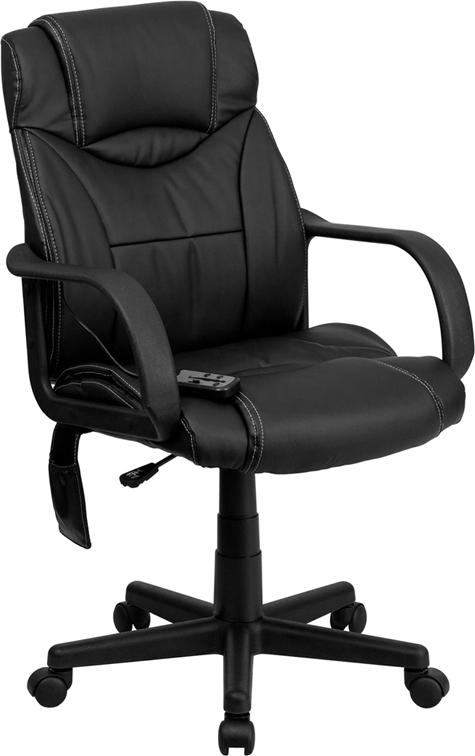 Flash Furniture Mid-Back Massaging Black Leather Executive Swivel Chair with Arms – BT-2690P-GG Online