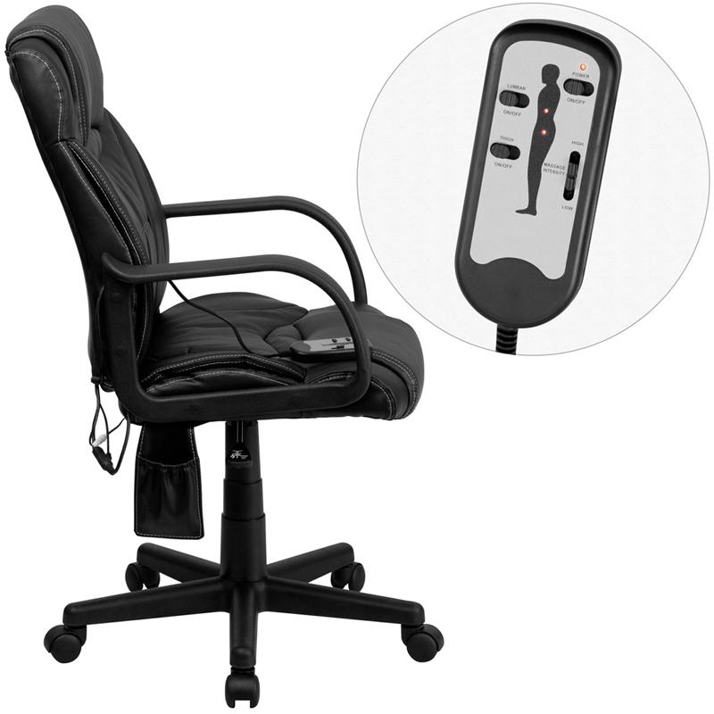 Flash Furniture Mid-Back Massaging Black Leather Executive Swivel Chair with Arms – BT-2690P-GG Online