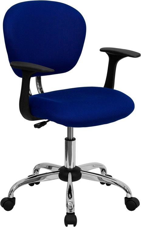 Flash Furniture Mid-Back Blue Mesh Padded Swivel Task Chair with Chrome Base and Arms – H-2376-F-BLUE-ARMS-GG Discount