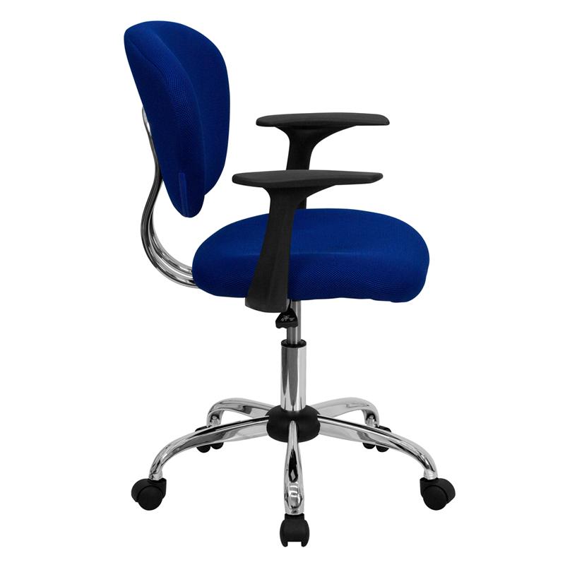 Flash Furniture Mid-Back Blue Mesh Padded Swivel Task Chair with Chrome Base and Arms – H-2376-F-BLUE-ARMS-GG Discount