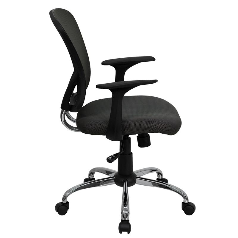 Flash Furniture Mid-Back Dark Gray Mesh Swivel Task Chair with Chrome Base and Arms – H-8369F-DK-GY-GG Hot on Sale