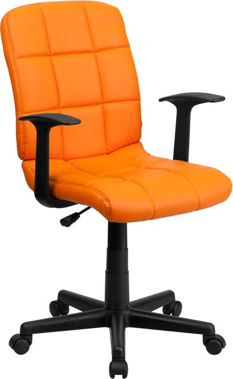 Flash Furniture Mid-Back Orange Quilted Vinyl Swivel Task Chair with Arms – GO-1691-1-ORG-A-GG Online now