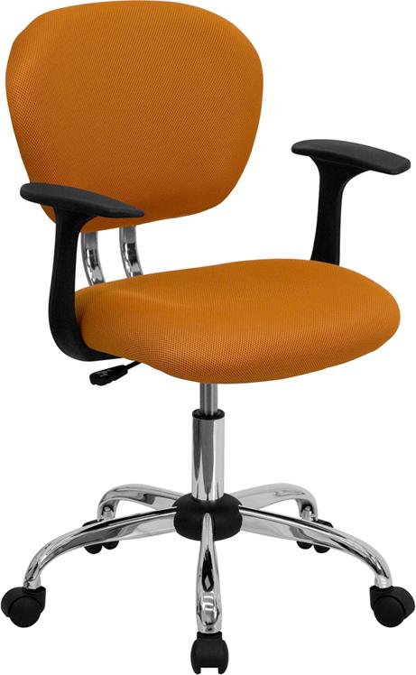 Flash Furniture Mid-Back Orange Mesh Padded Swivel Task Chair with Chrome Base and Arms – H-2376-F-ORG-ARMS-GG Hot on Sale