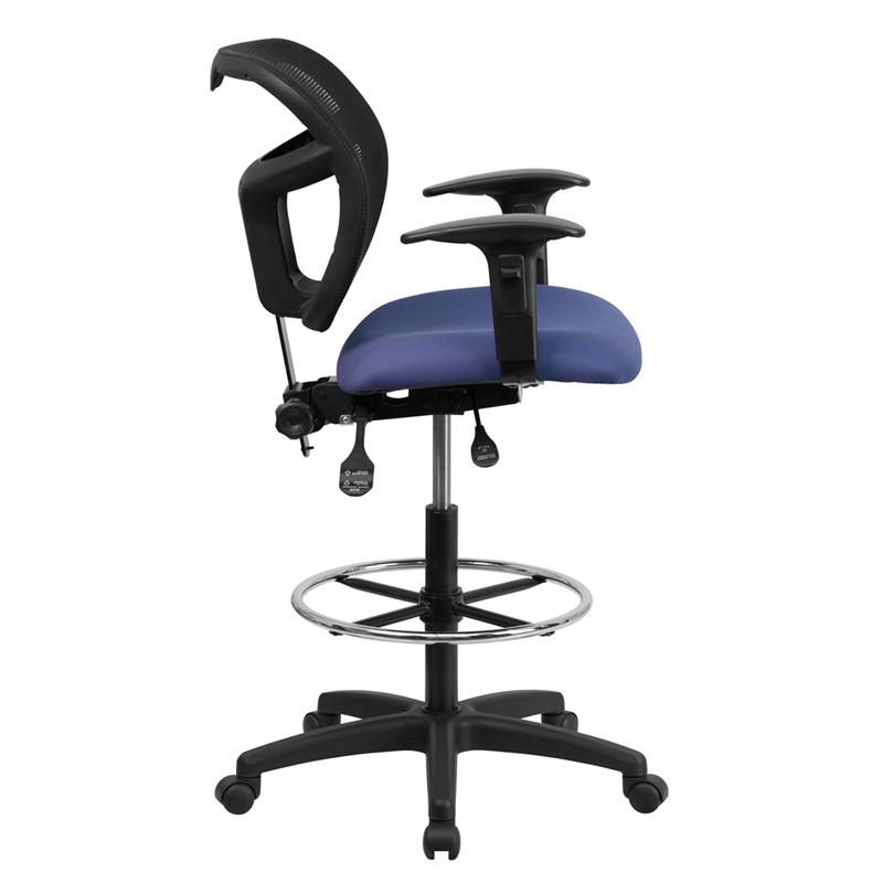 Flash Furniture Mid-Back Navy Blue Mesh Drafting Chair with Back Height Adjustment and Adjustable Arms – WL-A7671SYG-NVY-AD-GG Sale