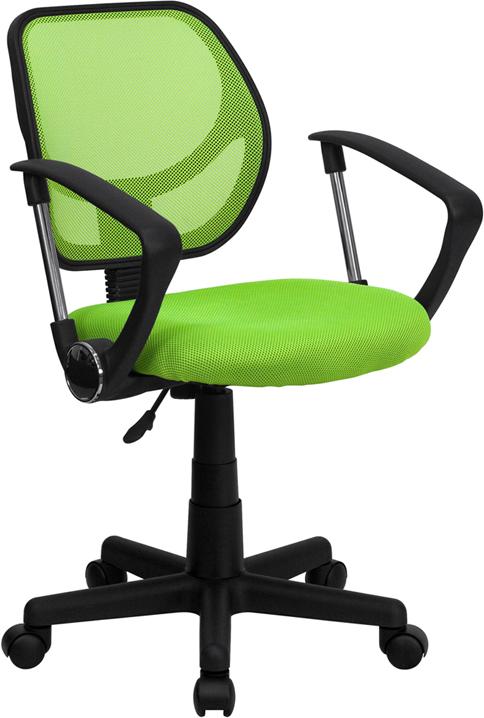 Flash Furniture Mid-Back Green Mesh Swivel Task Chair with Arms – WA-3074-GN-A-GG Online Sale