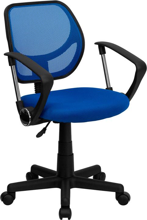 Flash Furniture Mid-Back Blue Mesh Swivel Task Chair with Curved Square Back and Arms – WA-3074-BL-A-GG on Sale