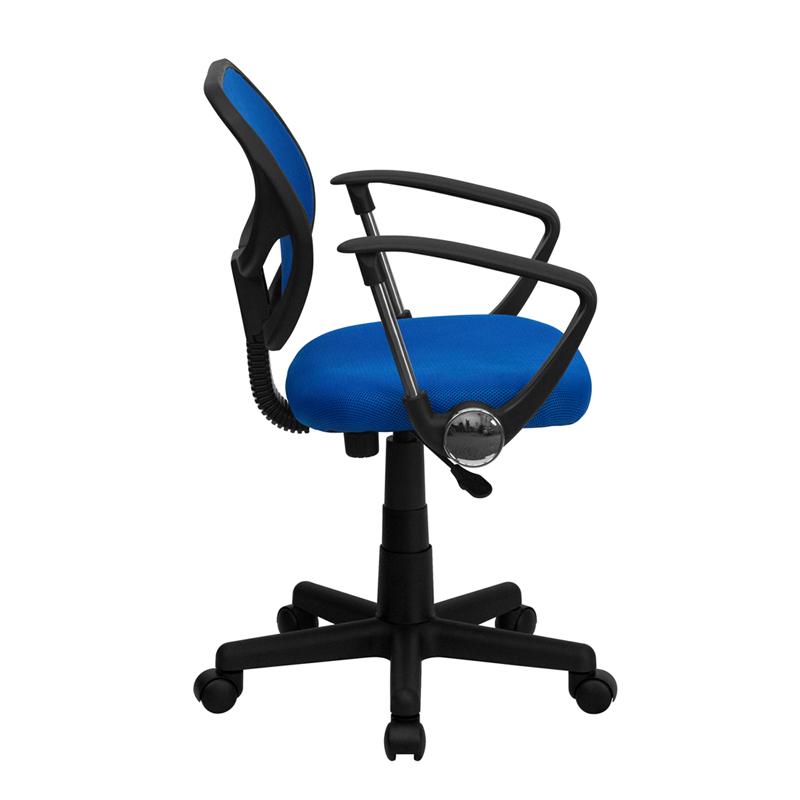 Flash Furniture Mid-Back Blue Mesh Swivel Task Chair with Curved Square Back and Arms – WA-3074-BL-A-GG on Sale