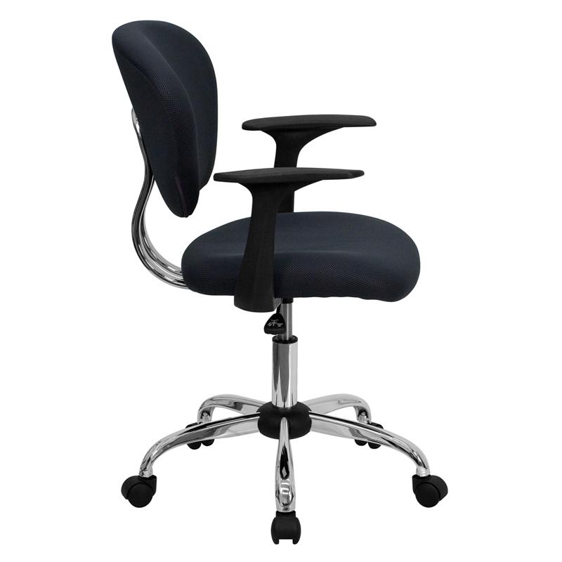 Flash Furniture Mid-Back Gray Mesh Padded Swivel Task Chair with Chrome Base and Arms – H-2376-F-GY-ARMS-GG Hot on Sale