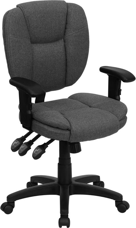 Flash Furniture Mid-Back Gray Fabric Multifunction Ergonomic Swivel Task Chair with Pillow Top Cushioning and Arms – GO-930F-GY-ARMS-GG Discount