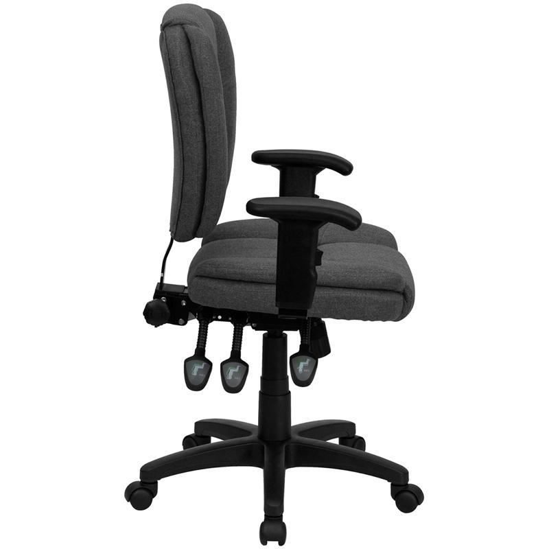Flash Furniture Mid-Back Gray Fabric Multifunction Ergonomic Swivel Task Chair with Pillow Top Cushioning and Arms – GO-930F-GY-ARMS-GG Discount