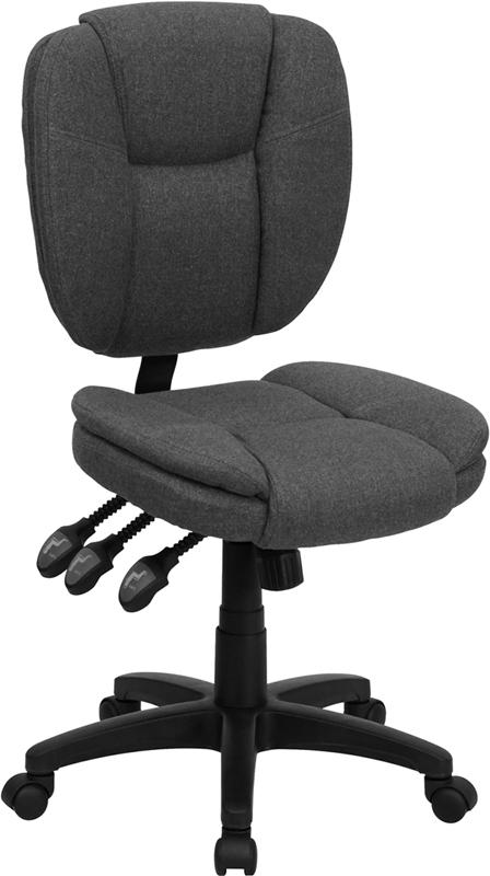 Flash Furniture Mid-Back Gray Fabric Multifunction Ergonomic Swivel Task Chair with Pillow Top Cushioning – GO-930F-GY-GG Supply