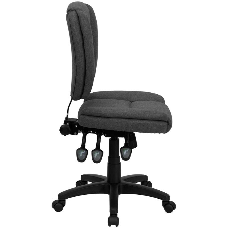 Flash Furniture Mid-Back Gray Fabric Multifunction Ergonomic Swivel Task Chair with Pillow Top Cushioning – GO-930F-GY-GG Supply