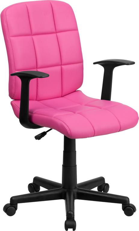 Flash Furniture Mid-Back Pink Quilted Vinyl Swivel Task Chair with Arms – GO-1691-1-PINK-A-GG Online Hot Sale