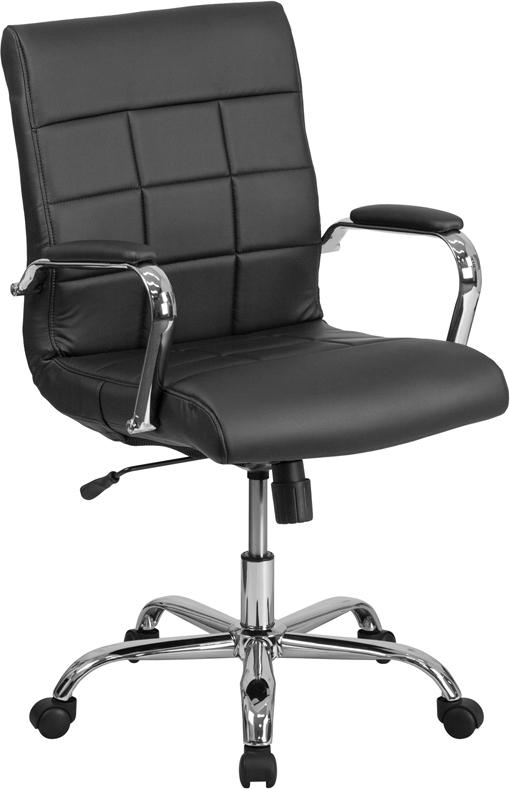 Flash Furniture Mid-Back Black Vinyl Executive Swivel Chair with Chrome Base and Arms – GO-2240-BK-GG Hot on Sale