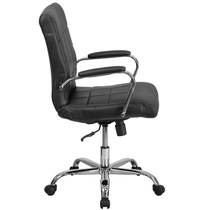 Flash Furniture Mid-Back Black Vinyl Executive Swivel Chair with Chrome Base and Arms – GO-2240-BK-GG Hot on Sale