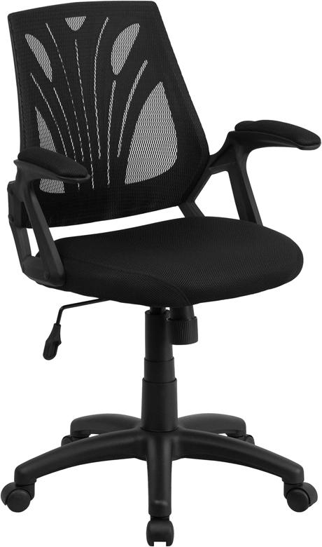 Flash Furniture Mid-Back Designer Black Mesh Swivel Task Chair with Open Arms – GO-WY-82-GG Online