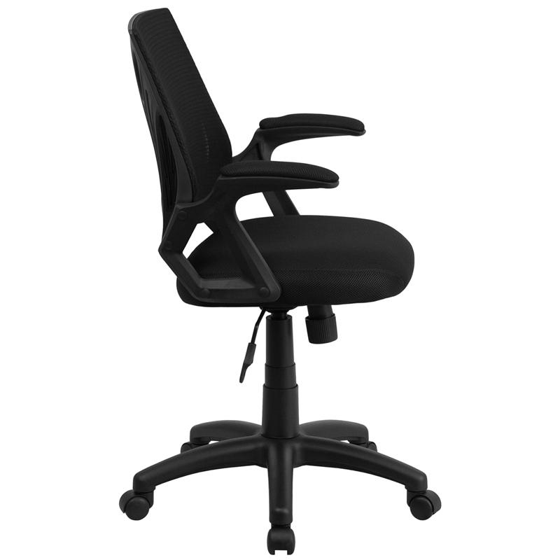 Flash Furniture Mid-Back Designer Black Mesh Swivel Task Chair with Open Arms – GO-WY-82-GG Online