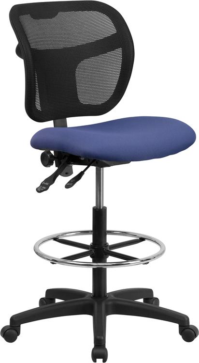 Flash Furniture Mid-Back Navy Blue Mesh Drafting Chair with Back Height Adjustment – WL-A7671SYG-NVY-D-GG Discount