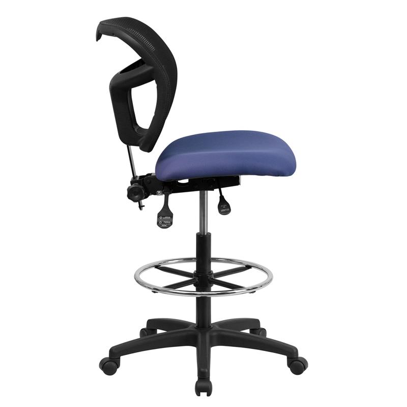 Flash Furniture Mid-Back Navy Blue Mesh Drafting Chair with Back Height Adjustment – WL-A7671SYG-NVY-D-GG Discount