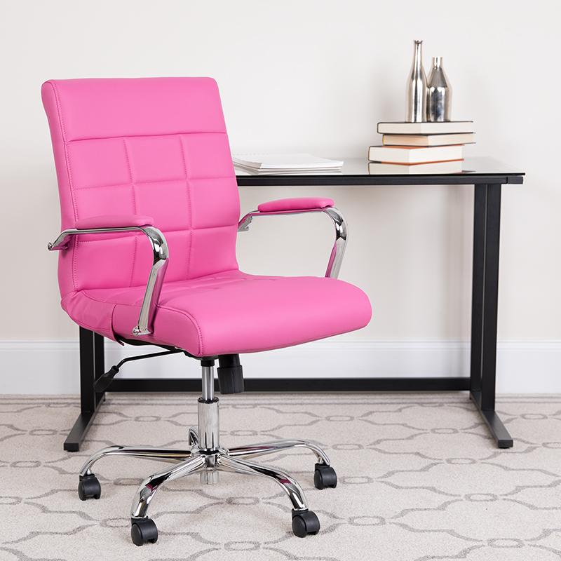 Flash Furniture Mid-Back Pink Vinyl Executive Swivel Chair with Chrome Base and Arms – GO-2240-PK-GG Supply