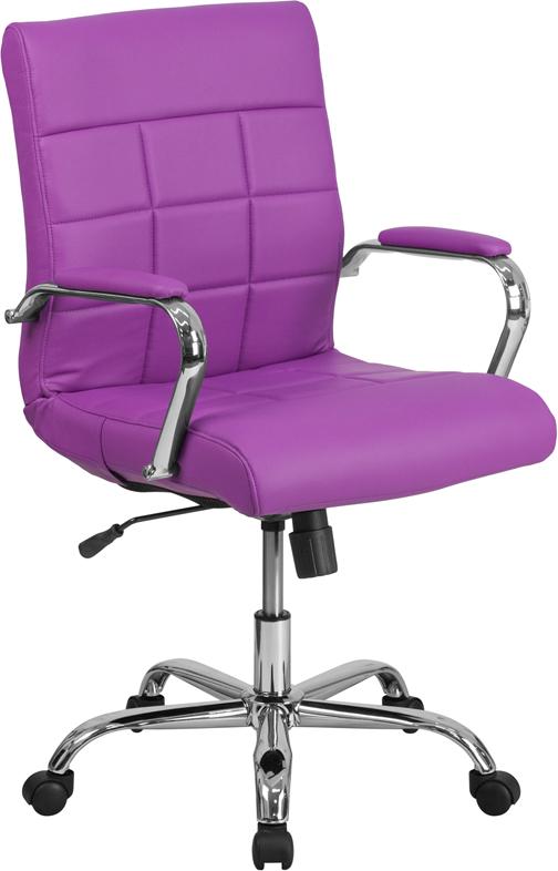 Flash Furniture Mid-Back Purple Vinyl Executive Swivel Chair with Chrome Base and Arms – GO-2240-PUR-GG Online Sale