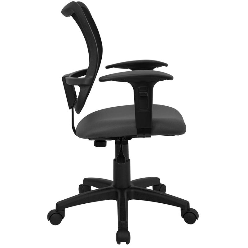 Flash Furniture Mid-Back Gray Mesh Swivel Task Chair with Adjustable Arms – WL-A277-GY-A-GG Online now