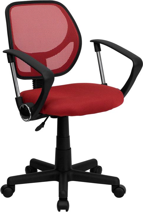 Flash Furniture Mid-Back Red Mesh Swivel Task Chair with Arms – WA-3074-RD-A-GG Online