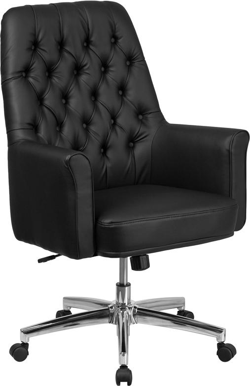 Flash Furniture Mid-Back Traditional Tufted Black Leather Executive Swivel Chair with Arms – BT-444-MID-BK-GG Fashion