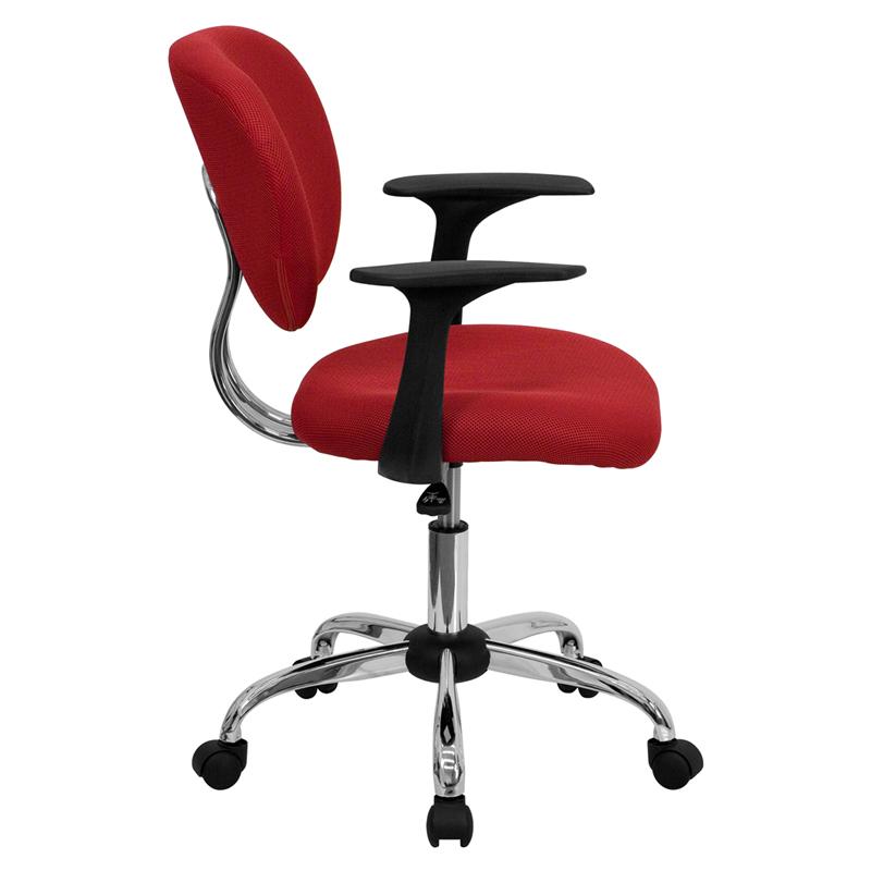Flash Furniture Mid-Back Red Mesh Padded Swivel Task Chair with Chrome Base and Arms – H-2376-F-RED-ARMS-GG Fashion