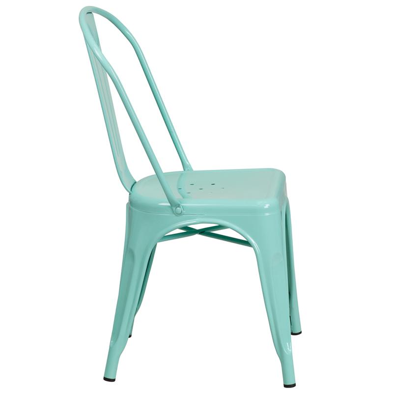 Flash Furniture Mint Green Metal Indoor-Outdoor Stackable Chair – ET-3534-MINT-GG Sale