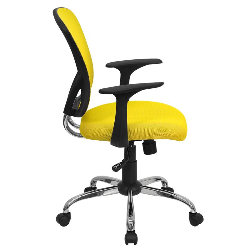 Flash Furniture Mid-Back Yellow Mesh Swivel Task Chair with Chrome Base and Arms – H-8369F-YEL-GG Online